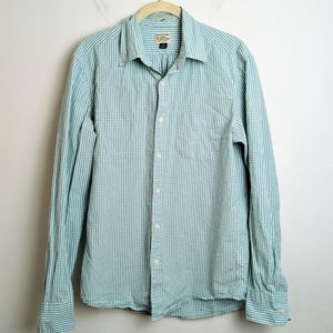 J. Crew Slim Stretch Secret Wash Shirt Plaid Blue White Size Medium M Classic